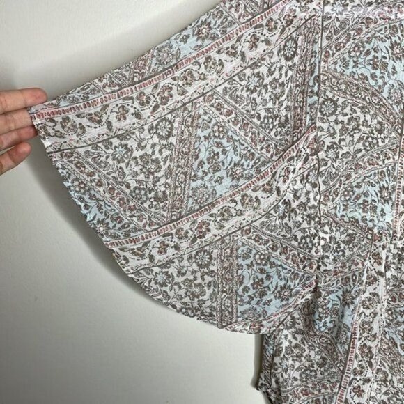 Maurices M White Pastel Ditzy Floral Sheer Boho Lightweight Flowy Peasant Blouse - Picture 12 of 12